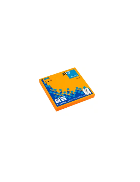 Info Notes 75x75mm fel oranje blok a 80 vel