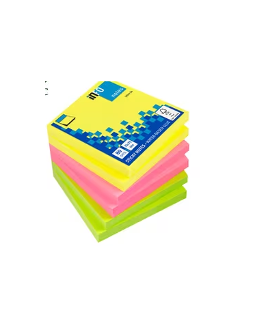 Info Notes 75x75mm assorti felle kleuren pak a 6 blok