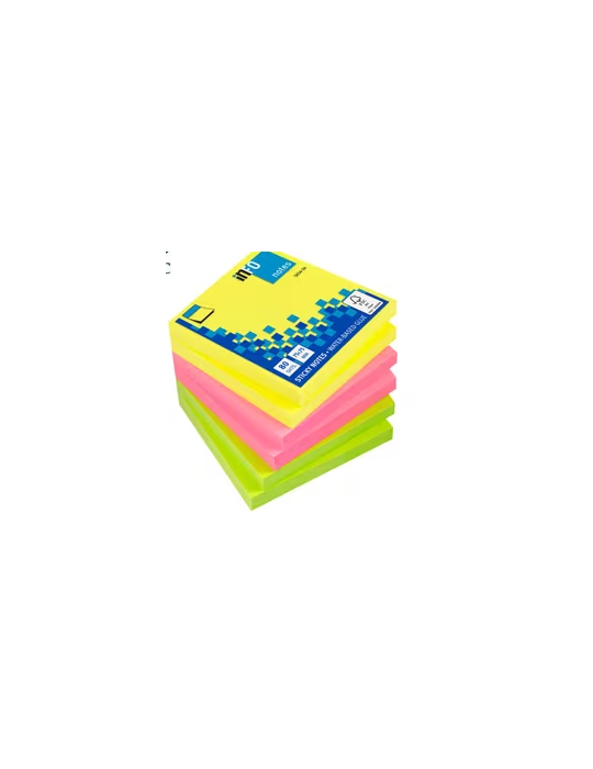 Info notes 75x75mm ass. des couleurs vives paquet de 6 blocs