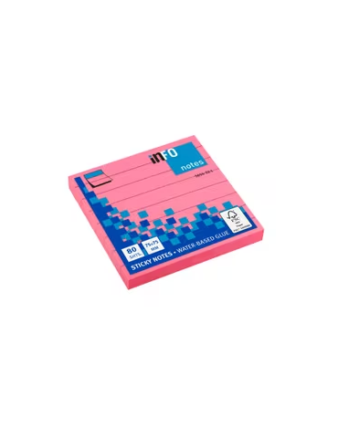 Info notes 75x75mm brillant rose bloc de 80 flles ligné
