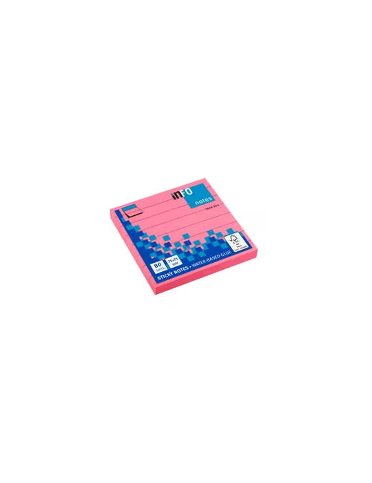 Info notes 75x75mm brillant rose bloc de 80 flles ligné