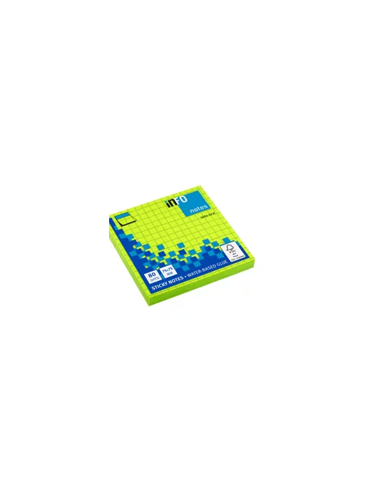 Info Notes 75x75mm fel groen blok a 80 vel ruit