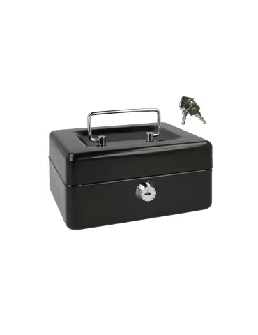 Geldkist Westcott 152x120x79mm zwart, kunststof inzet met 6 vakken