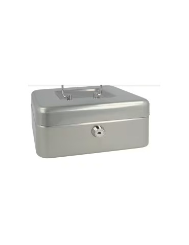 Geldkist Westcott 200x161x90mm zilver, kunststof inzet met 3 vakken