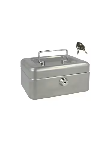 Geldkist Westcott 152x120x79mm zilver, kunststof inzet met 6 vakken