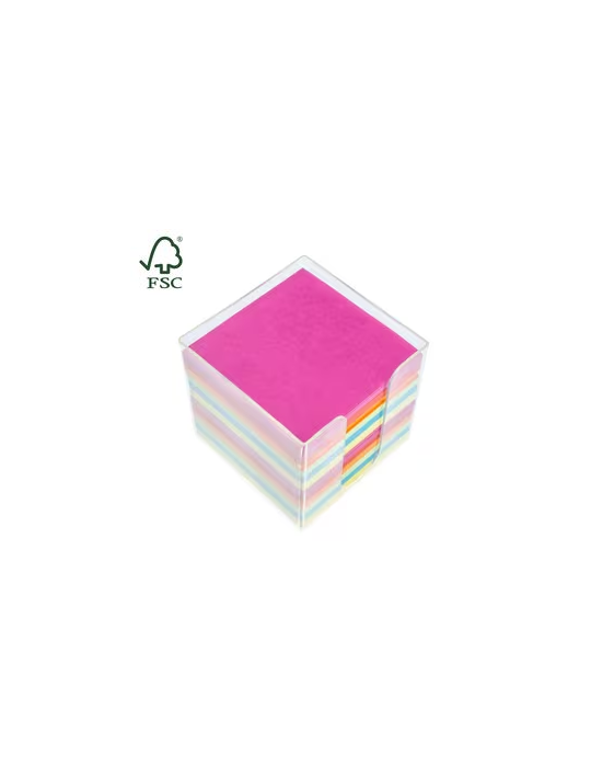 Memokubus met inhoud Kangaro 9,5x9,5x9,5cm 700 vel assorti kleuren