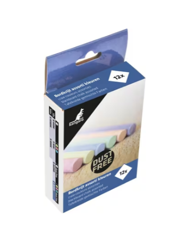 Craie pour tableau Kangaro couleurs ass boîte de 12 pces
