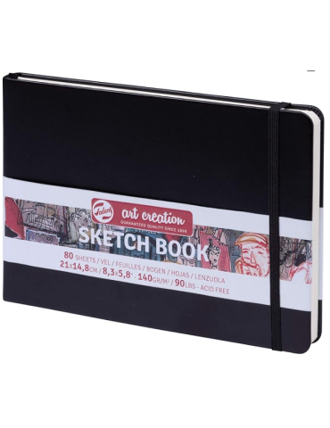 Talens Art Creation Cahier de Croquis Noir 14.8 x 21 cm 140 g 80 Feuilles