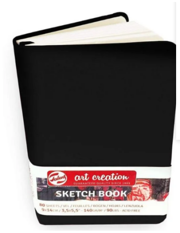 Talens Art Creation Cahier de Croquis Noir 9 x 14 cm 140 g 80 Feuilles