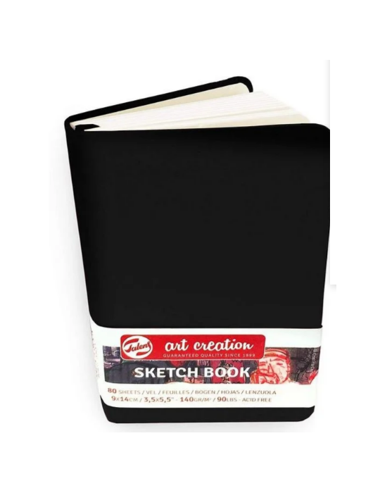 Talens Art Creation Cahier de Croquis Noir 9 x 14 cm 140 g 80 Feuilles