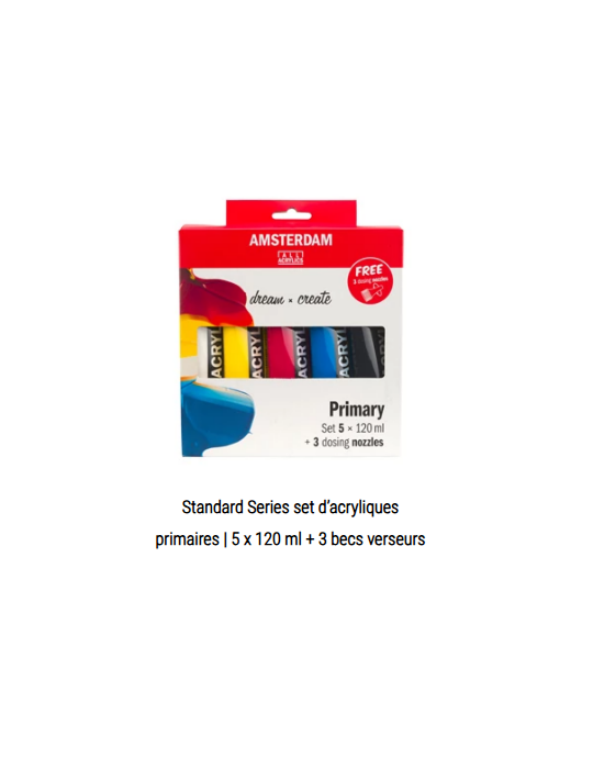 Amsterdam Standard Series set d’acryliques primaires | 5 x 120 ml + 3