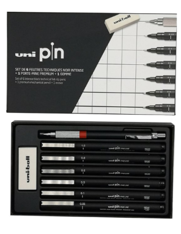 COFFRET 6 FEUTRES PIN+1 PORTE-MINES + 1 GOMME