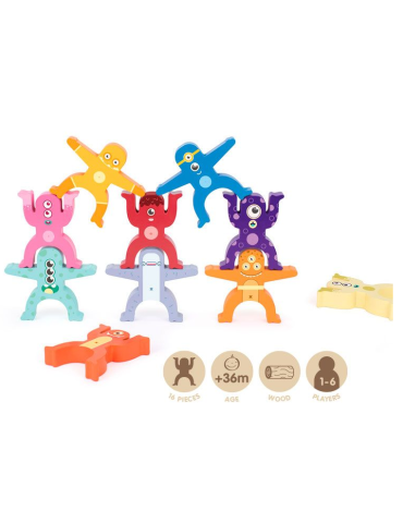 'Aliens Tower' stacking figures, wooden educational toy