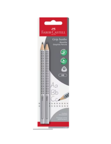 Set de 2 crayons Faber-Castell Jumbo Grip en blister.La dureté HB.