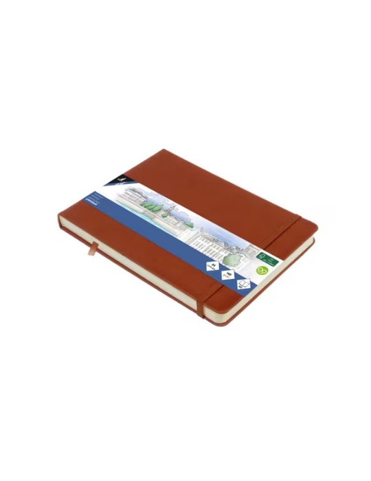 Schetsboek Kangaro A5 landscape Cognac  PU HC 80 blad 140gr roomwit me