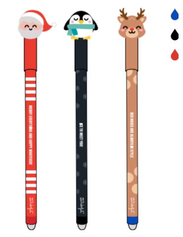 Set de 3 stylos effaçables Bo-Bo, avec des messages et des persos de N