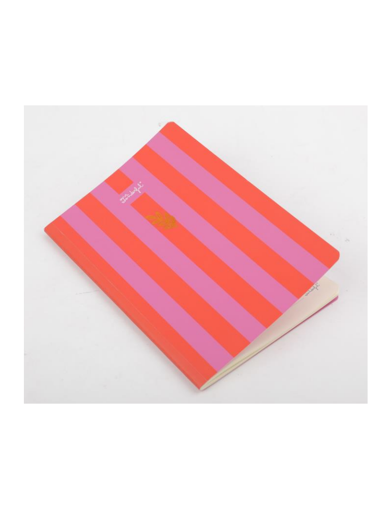 Carnet A5 - Rayures roses et rouges