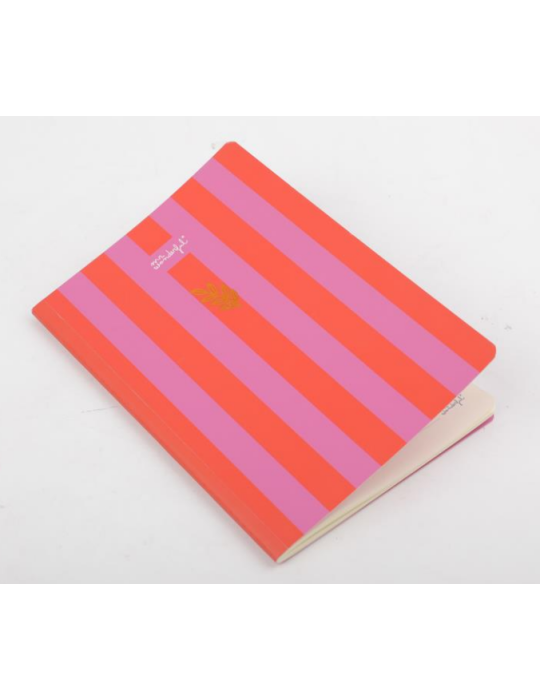 Carnet A5 - Rayures roses et rouges
