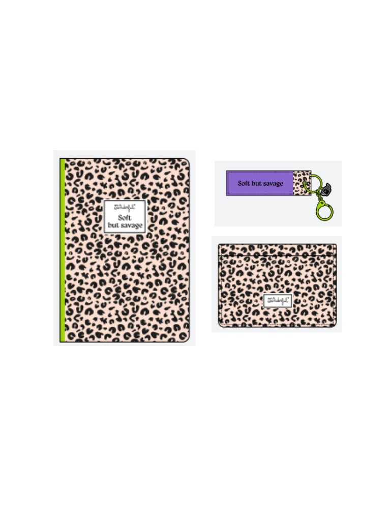 Set carnet A6 + porte-monnaie + porte-clés - Animal print polka dots