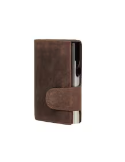 Pasjeshouder Clicksafe jachtleer bruin/zilver RFID