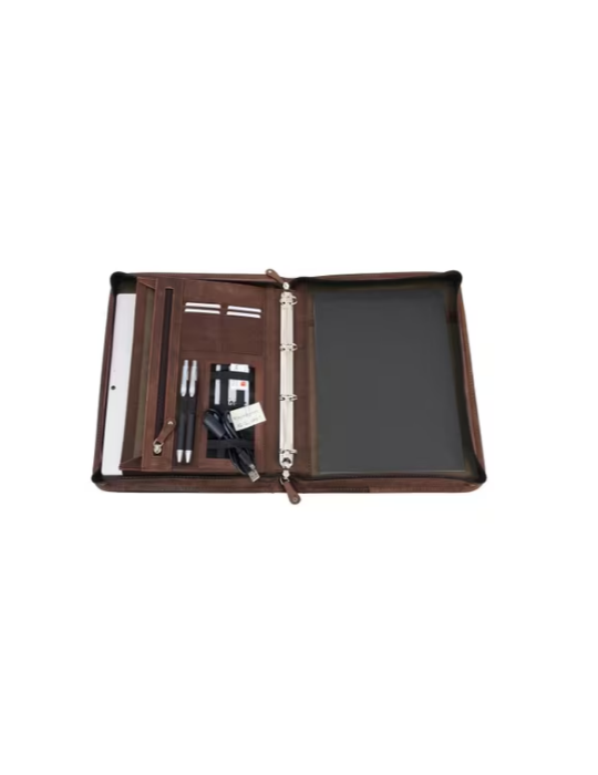 Conferentiemap Pride and Soul A4 VIGGO Bruin leer met 4 ringsmechaniek